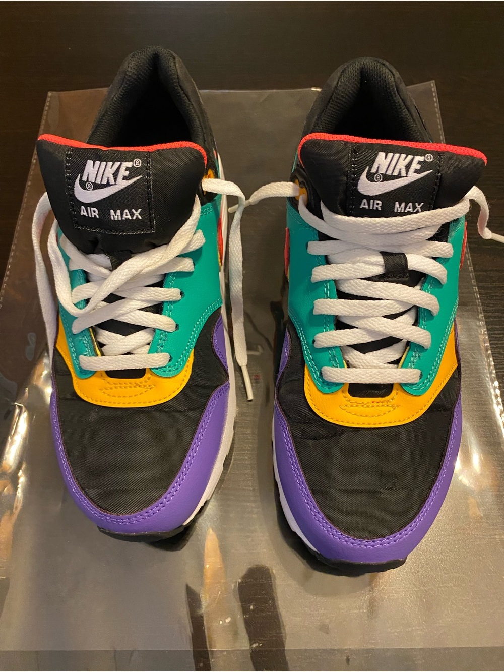 Nike Kids Air Max Colorblock Sneakers in Teal, Purple, Yellow & Black
